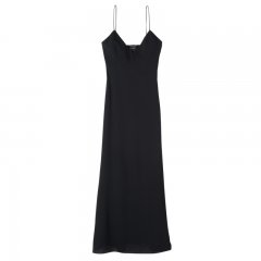 Longchamp | Long dress Black - Fluid crepe | Black