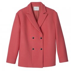 Longchamp | Straight peacoat Blush - Wool broadcloth | Blush