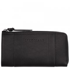 Longchamp | 3D Zip around wallet Black - Leather | Black