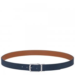 Longchamp | Le Foulonné Men's belt Navy/Caramel - Leather | Navy/Caramel