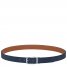 Longchamp | Le Foulonné Men's belt Navy/Caramel - Leather | Navy/Caramel