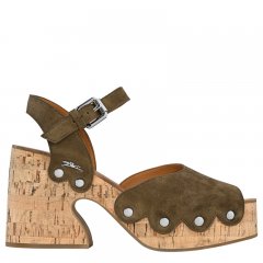 Longchamp | La Cigale Sandals Olive - Leather | Olive