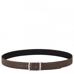 Longchamp | Le Foulonné Men's belt Mocha/Black - Leather | Mocha/Black