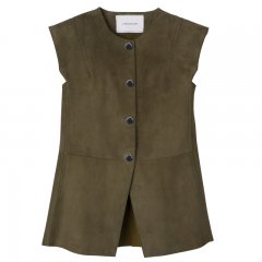 Longchamp | Sleeveless jacket Khaki - Leather | Khaki