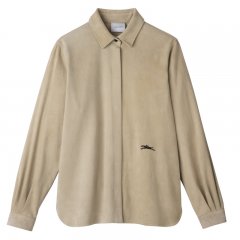 Longchamp | Straight leather shirt Linen - Leather | Linen