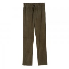 Longchamp | Leather straight pants Khaki - Leather | Khaki