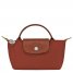 Longchamp | Le Pliage Green Pouch with handle Chestnut - Recycled canvas | Chestnut