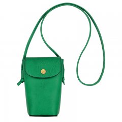 Longchamp | Épure Phone case with leather lace Green - Leather | Green