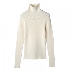 Longchamp | High collar fitted jumper Ecru - Knit | Ecru