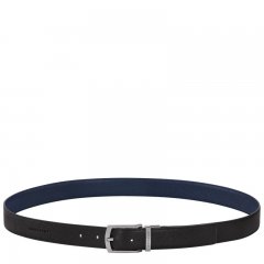 Longchamp | Le Foulonné Men's belt Black/Navy - Leather | Black/Navy