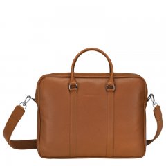 Longchamp | Le Foulonné M Briefcase Caramel - Leather | Caramel