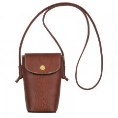 Longchamp | Épure Phone case with leather lace Brown - Leather | Brown