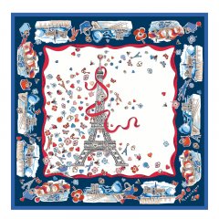 Longchamp | Equestrian Tower Silk scarf 50 Ecru - OTHER | Ecru