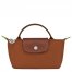 Longchamp | Le Pliage Green Pouch with handle Cognac - Recycled canvas | Cognac