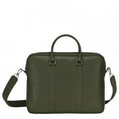 Longchamp | Le Foulonné M Briefcase Khaki - Leather | Khaki