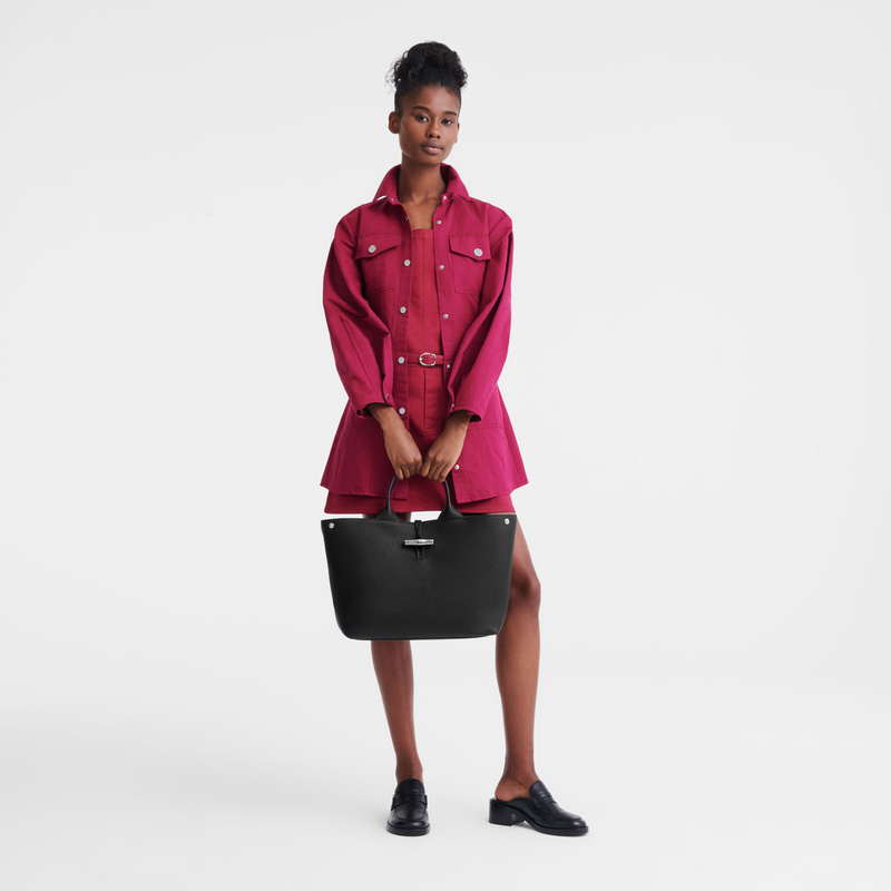 Longchamp | Le Roseau L Handbag Black - Leather | Black