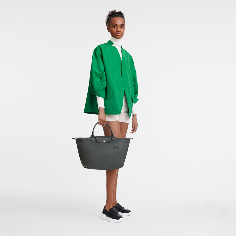 Longchamp | Le Pliage Green M Handbag Graphite - Recycled canvas | Graphite