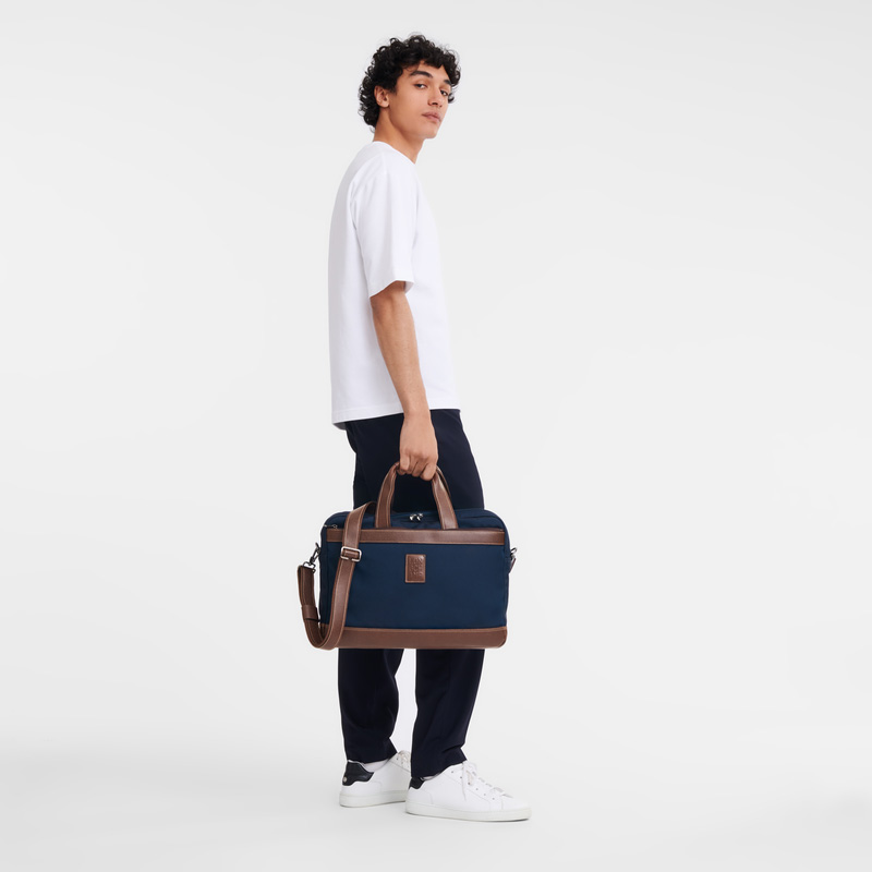 Longchamp | Boxford L Briefcase Blue - Recycled canvas | Blue