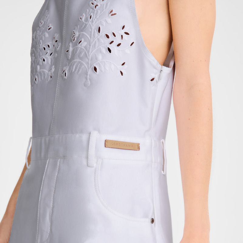 Longchamp | Dress White - Embroidered gabardine | White