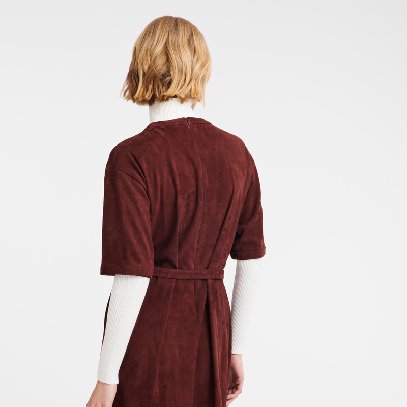Longchamp | Leather long dress Burgundy - Leather | Burgundy