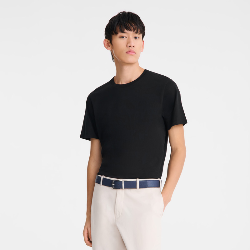 Longchamp | Le Foulonné Men's belt Navy/Black - Leather | Navy/Black