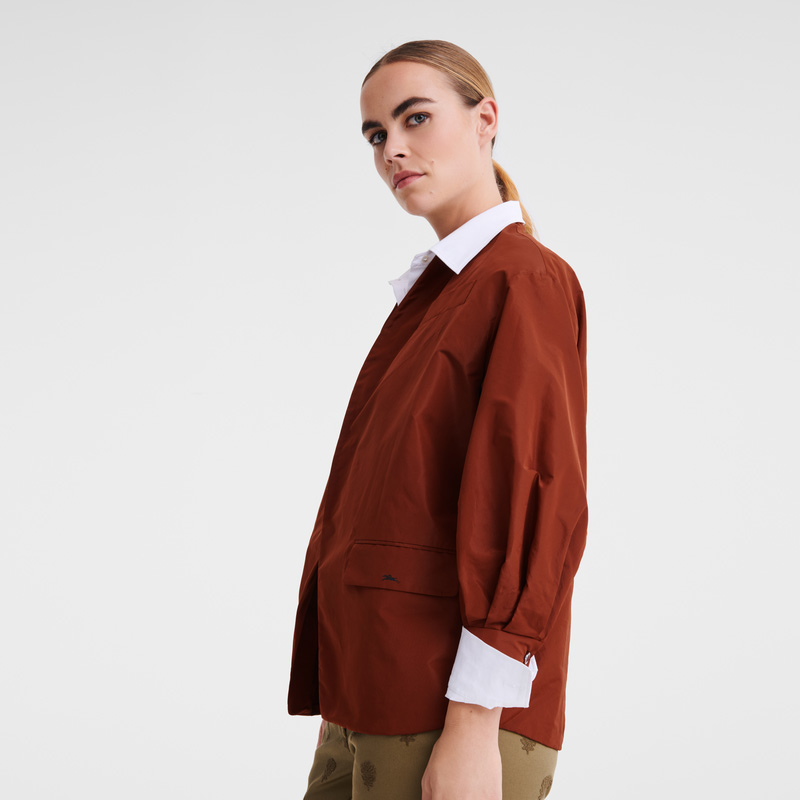 Longchamp | Kimono jacket Chestnut - Technical taffeta | Chestnut