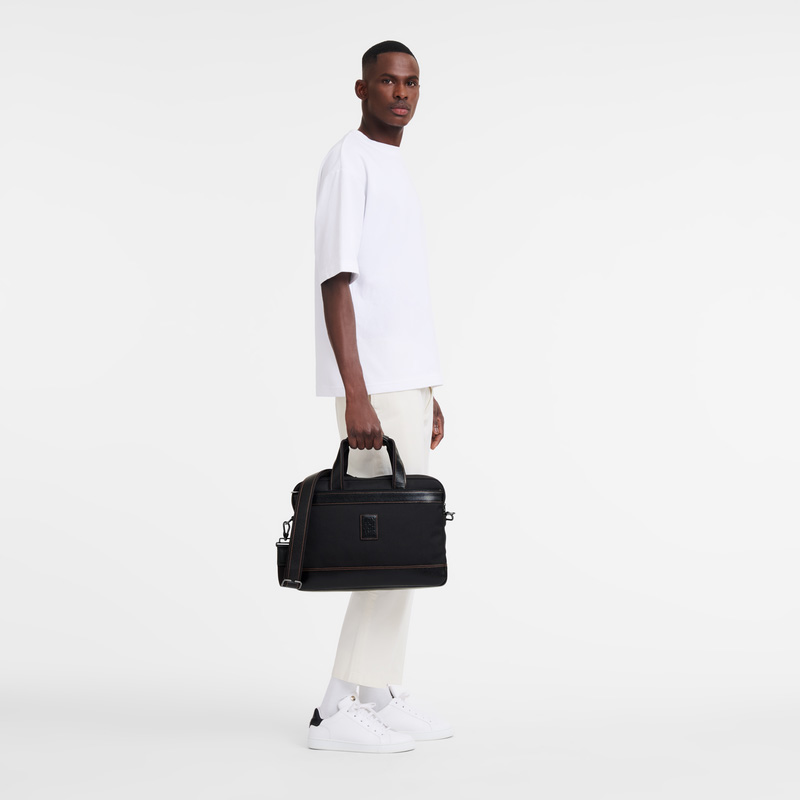 Longchamp | Boxford S Briefcase Black - Recycled canvas | Black