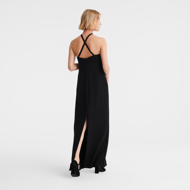 Longchamp | Long dress Black - Crepe | Black