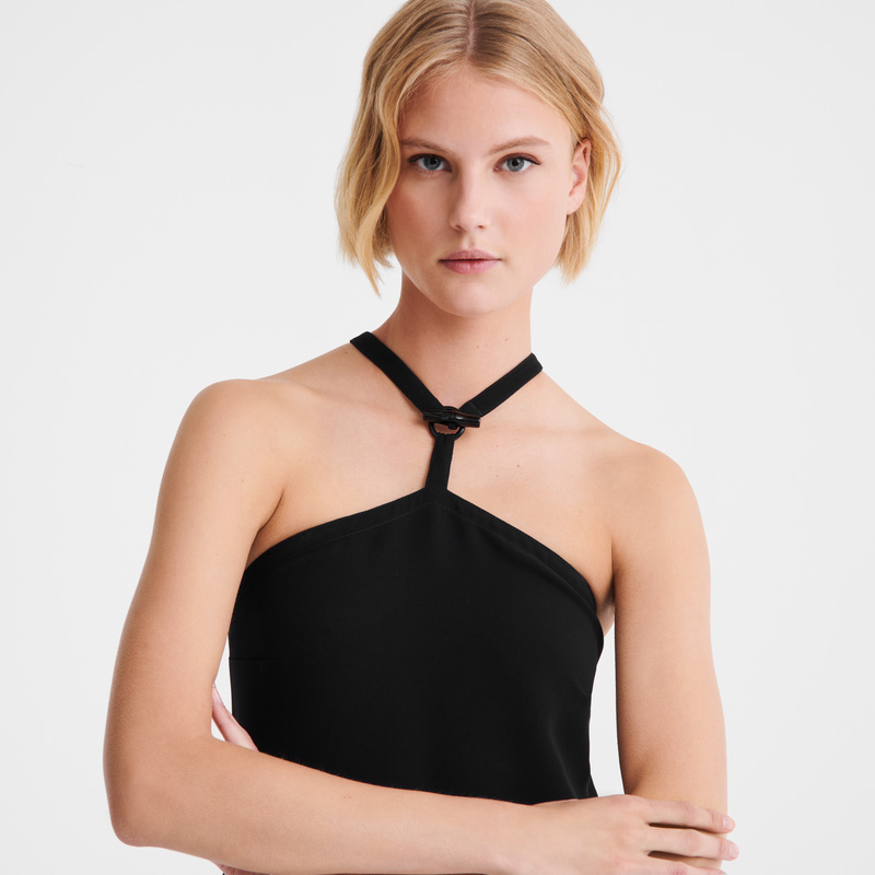 Longchamp | Long dress Black - Crepe | Black