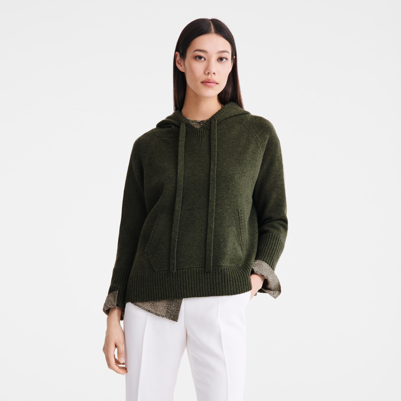 Longchamp | Hoodie jumper Khaki - Knit | Khaki
