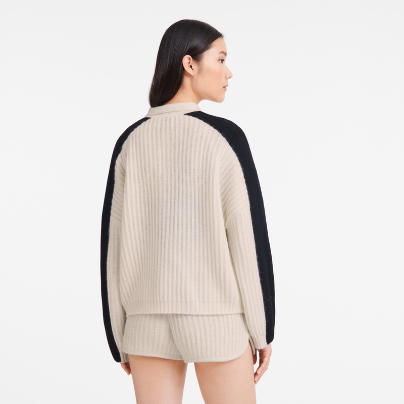 Longchamp | Polo collar jumper Ecru - Knit | Ecru