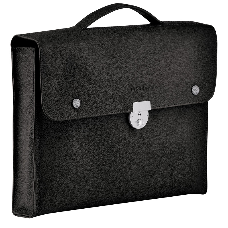 Longchamp | Le Foulonné S Briefcase Black - Leather | Black