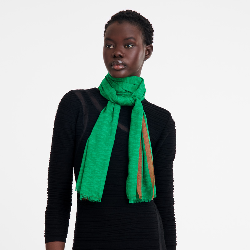Longchamp | Chevaux Stole Green - Horse print | Green